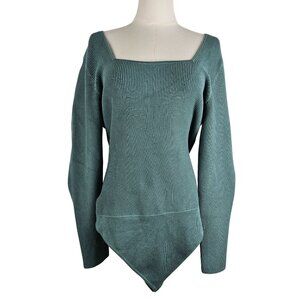 NEW! Abercrombie & Fitch Bodysuit Large Long-Sleeve Ottoman Squareneck Ribbed Mi